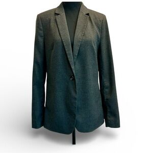 RW&CO dark charcoal gray single breasted blazer jacket stretch lining 10 NWOT